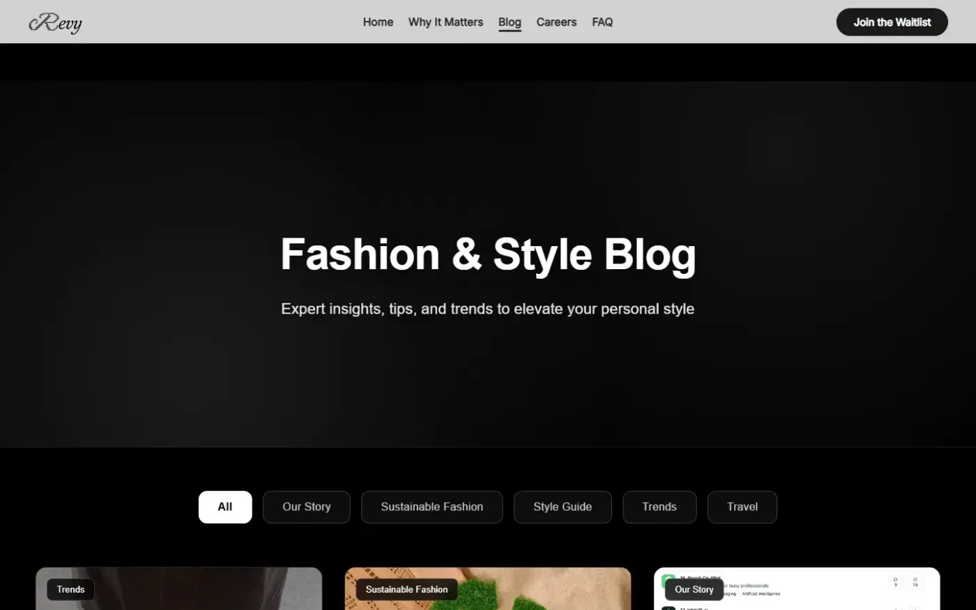 Revy — The ownership layer for fashion, shopping, and your wardrobe — Blog page