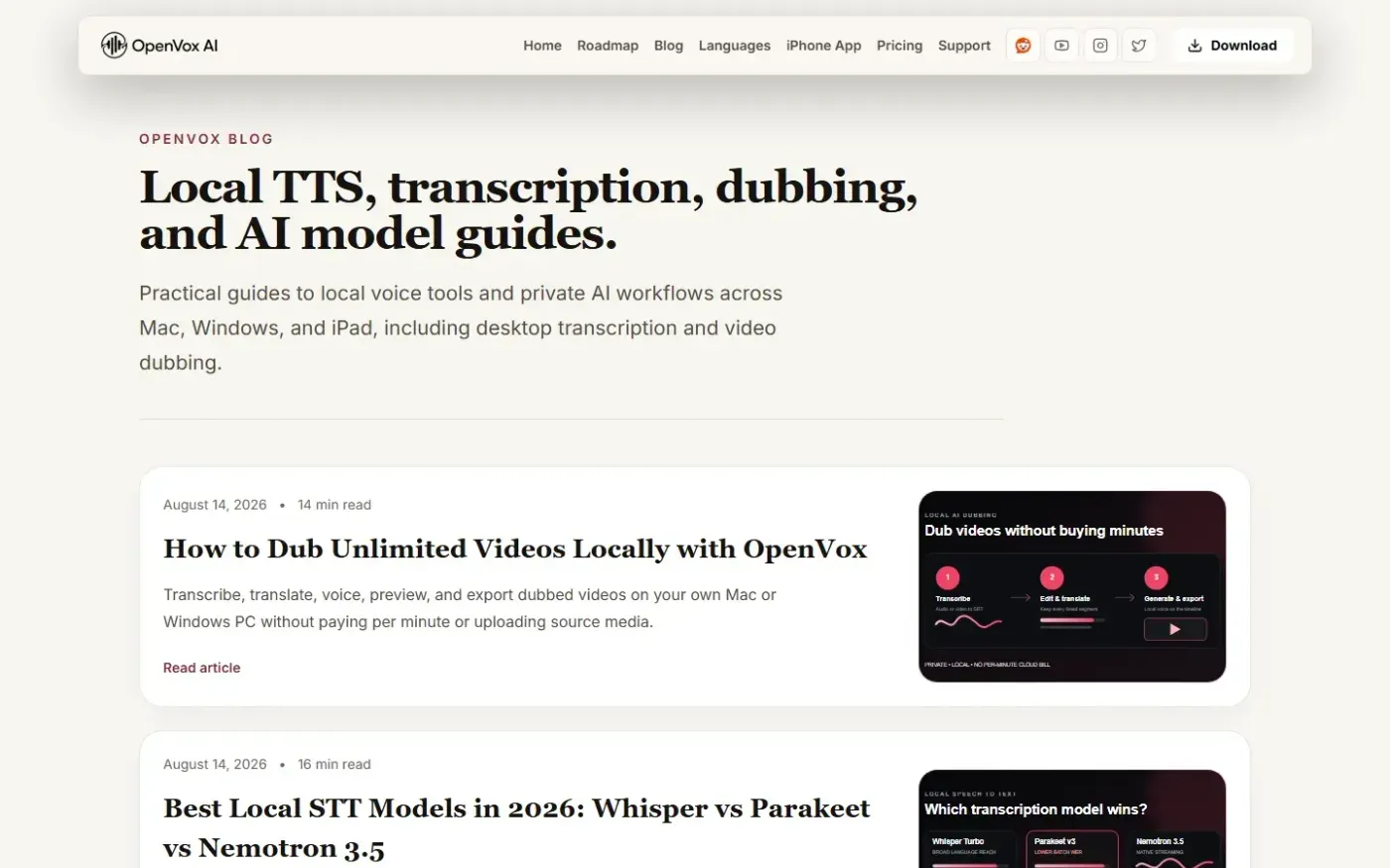 Openvoxai — Blog page
