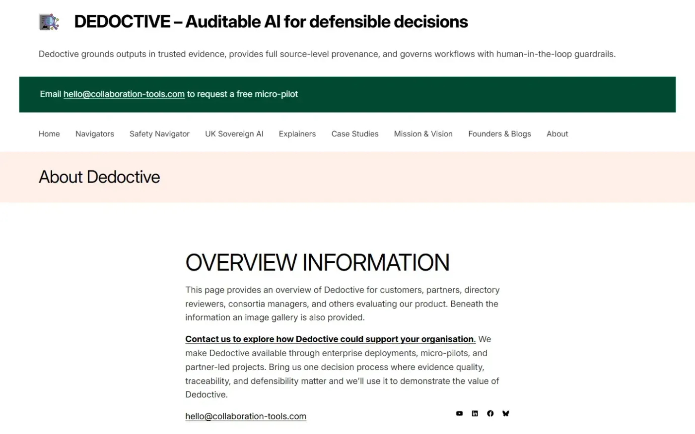 Dedoctive — About page