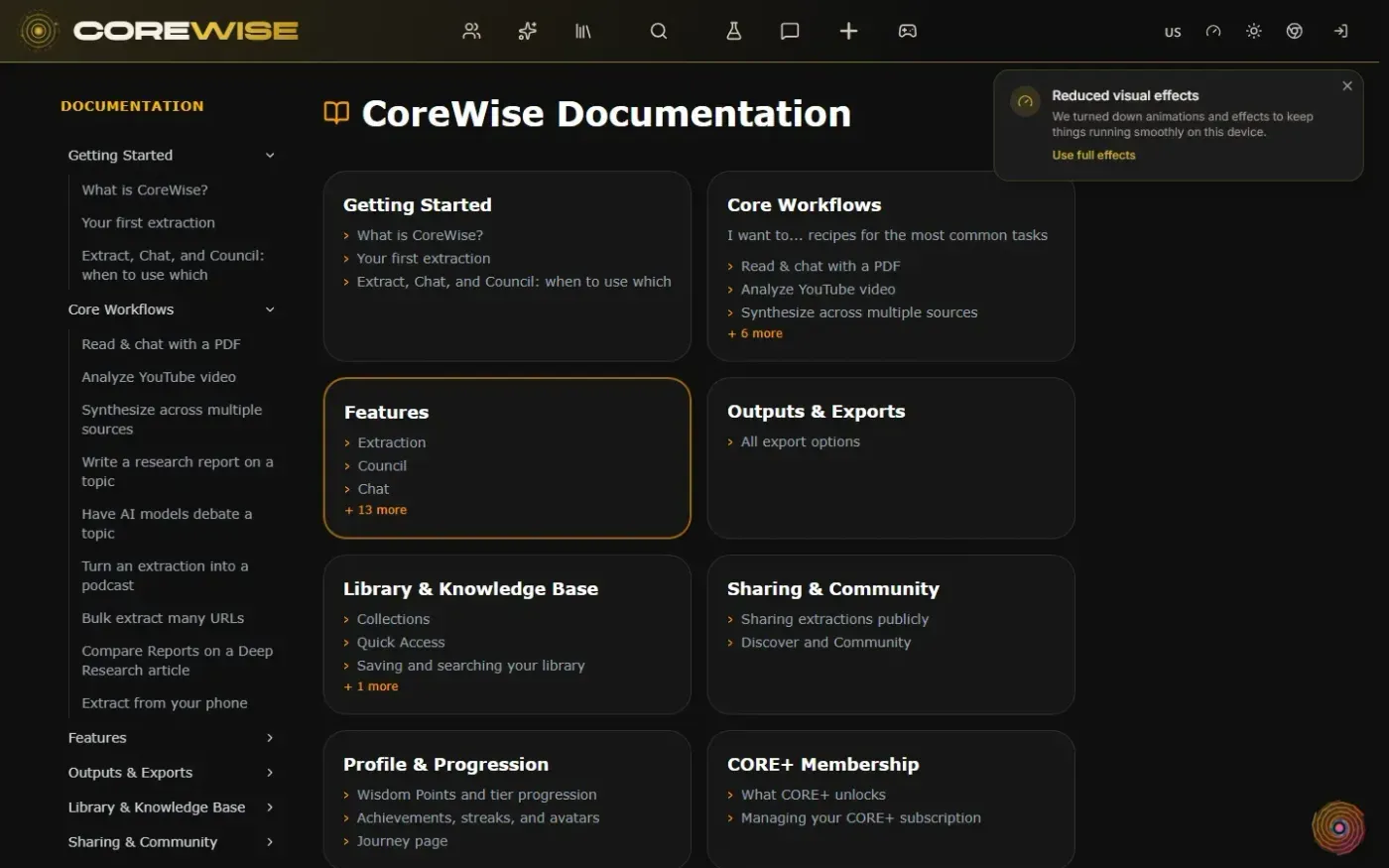 Corewise — Docs page