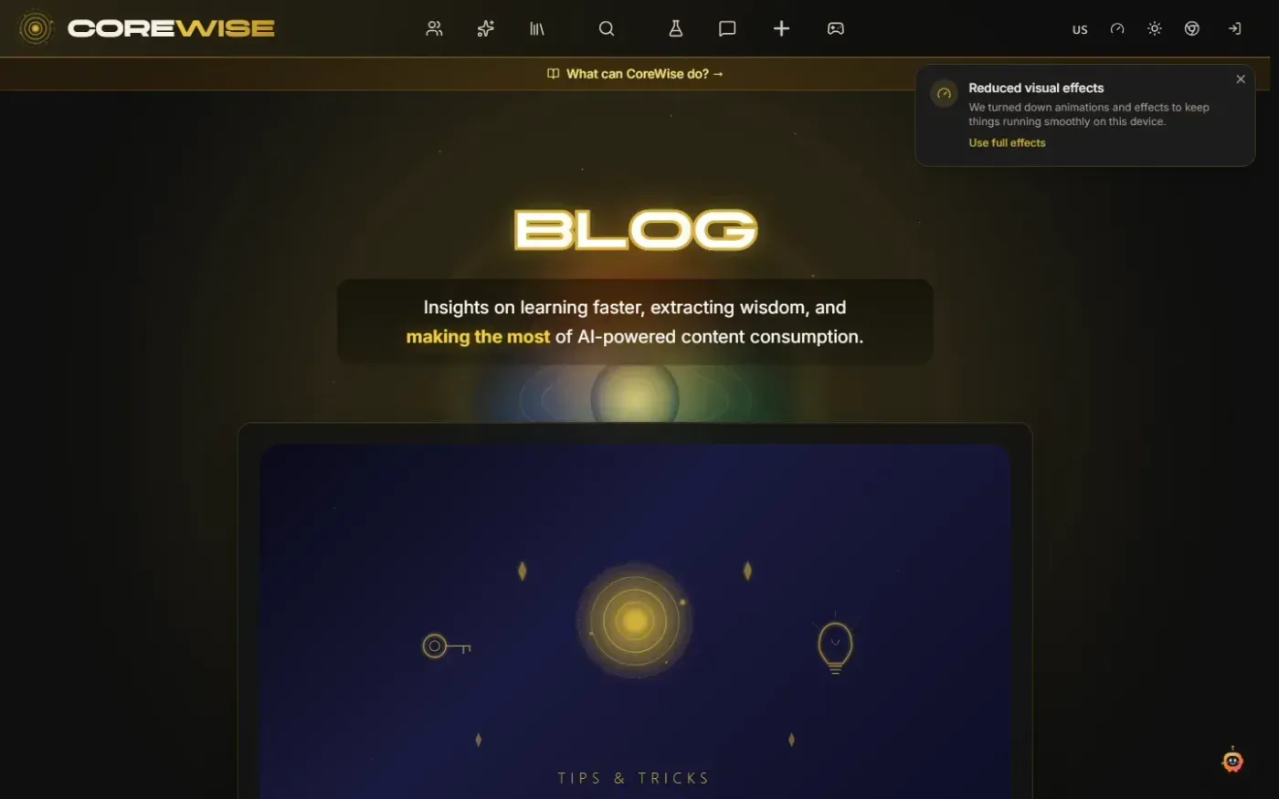 Corewise — Blog page