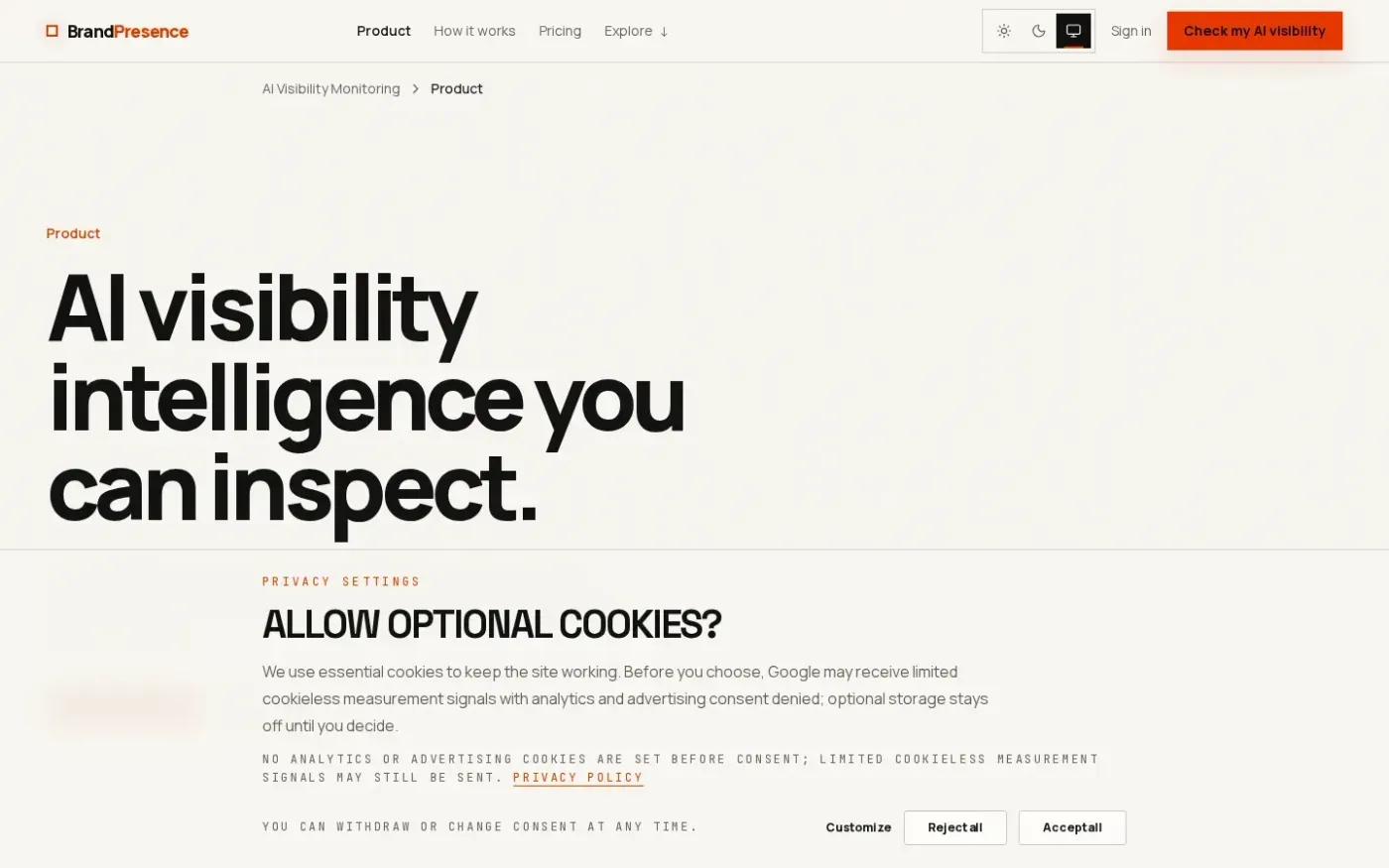Brandpresence — Product page