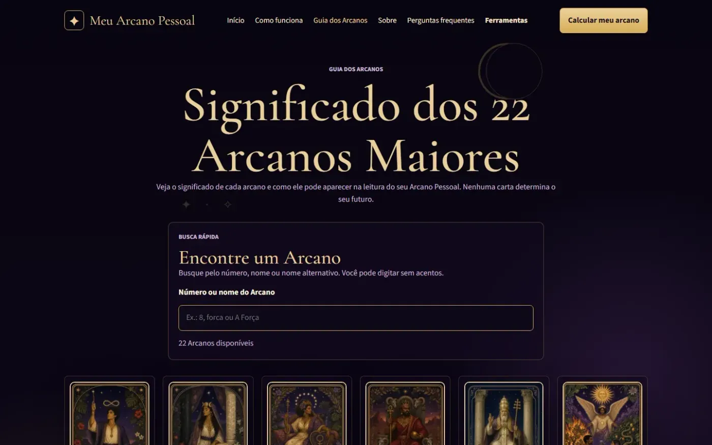 Meuarcanopessoal — Arcanos page
