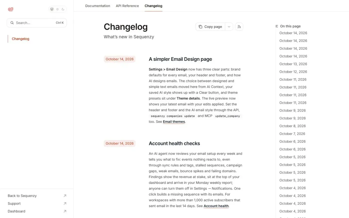 Sequenzy — Changelog page