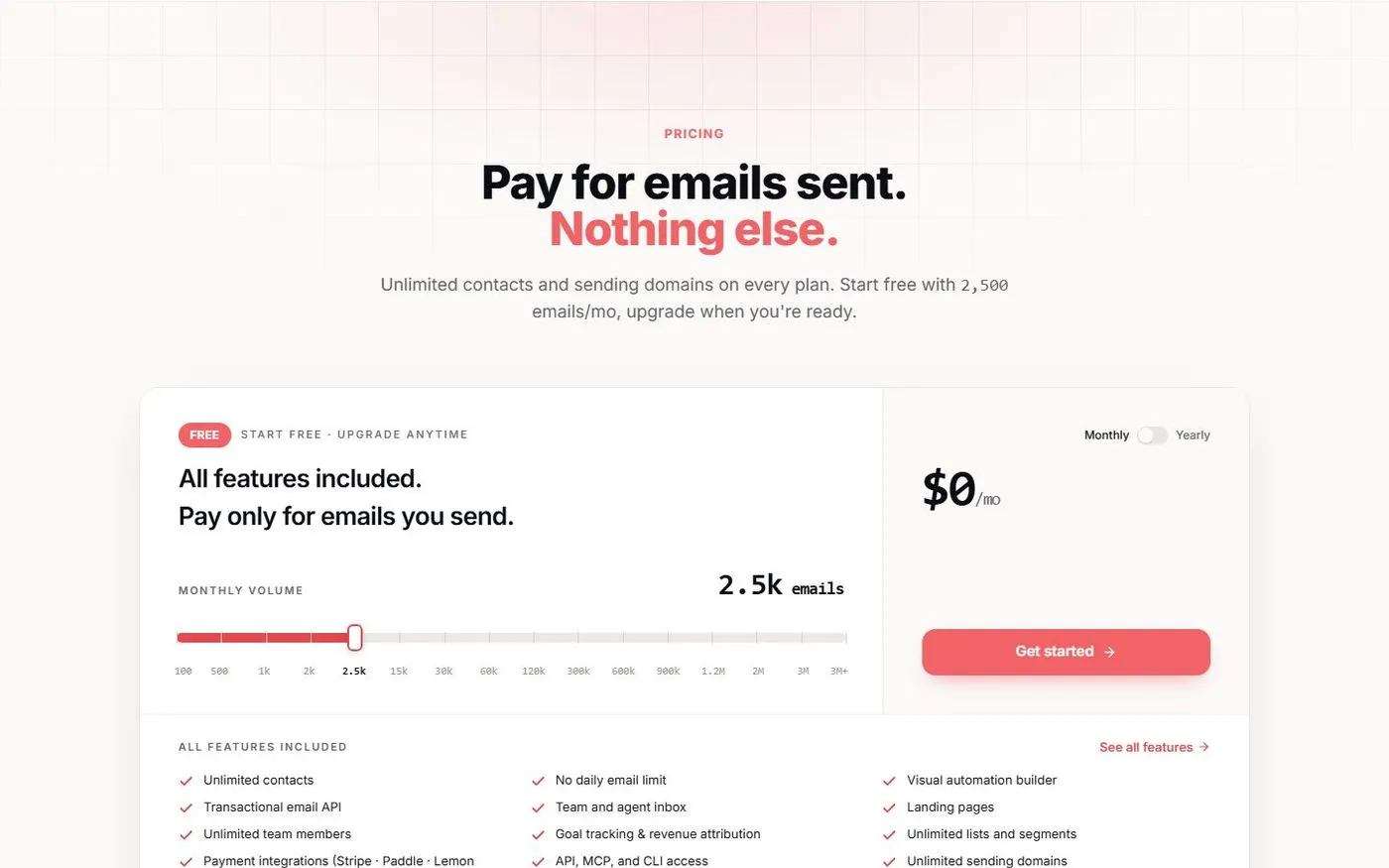 Sequenzy — Pricing page
