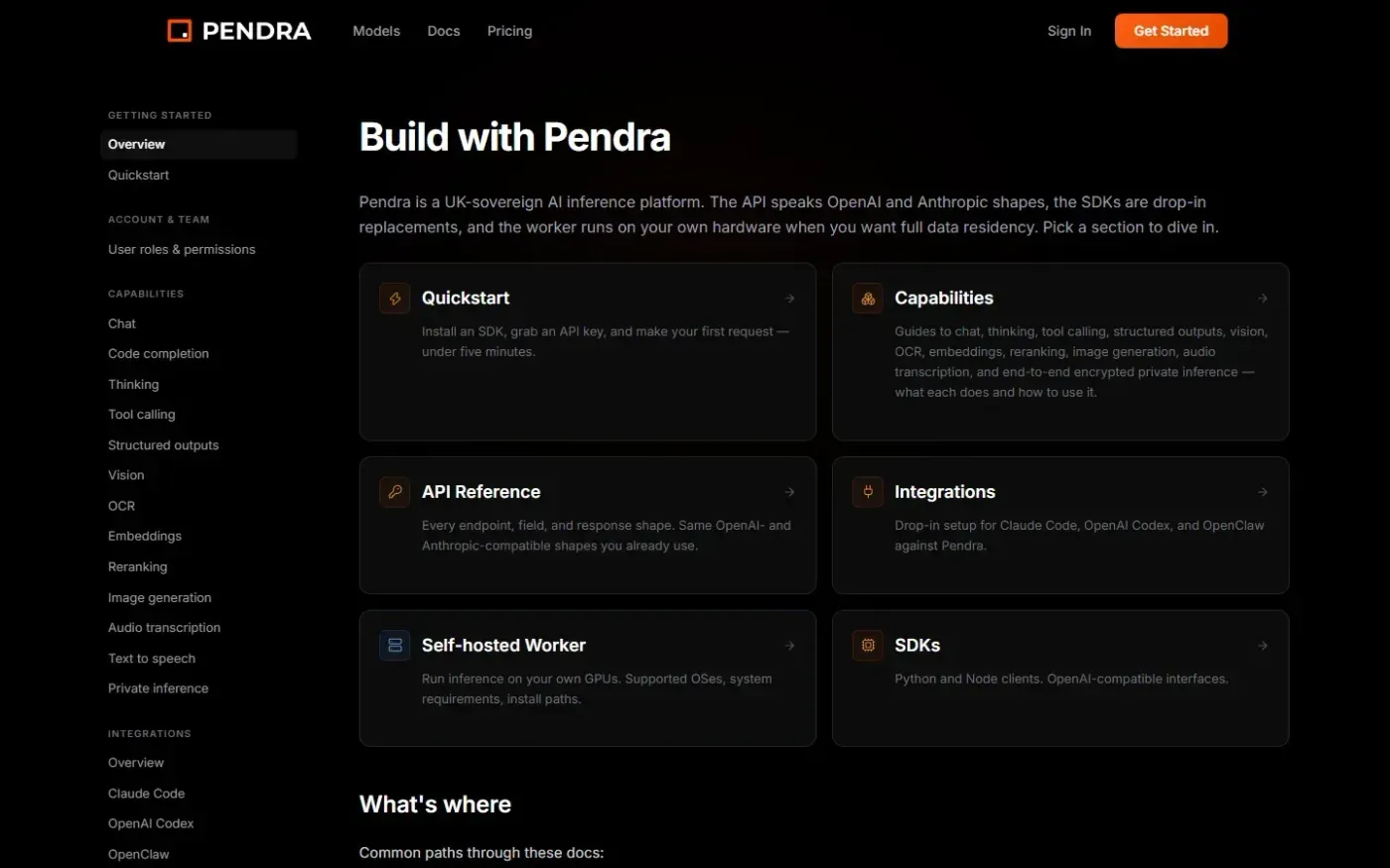 Pendra — Docs page