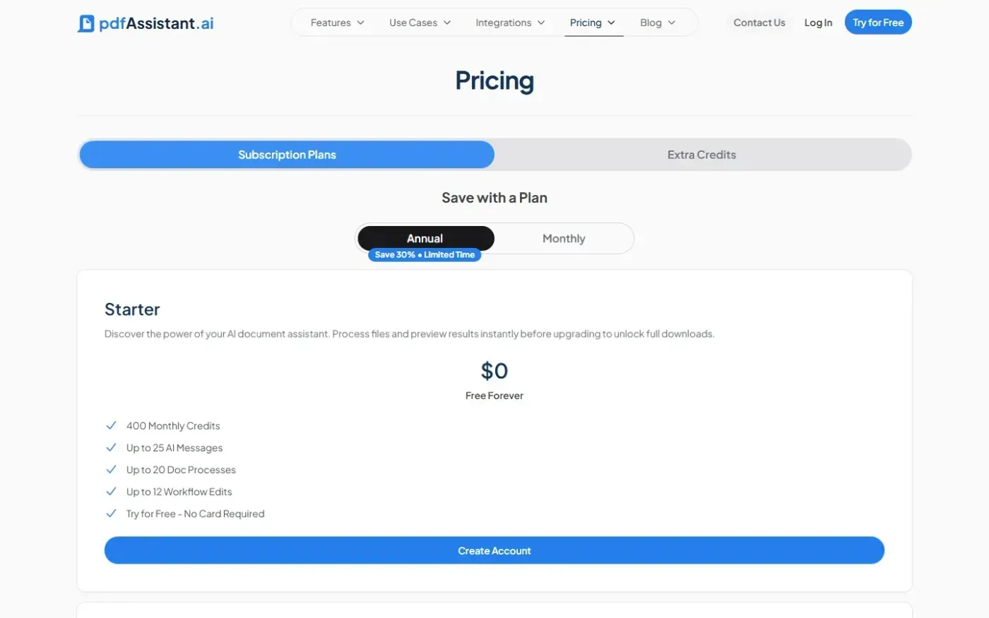 Pdfassistant — Pricing page