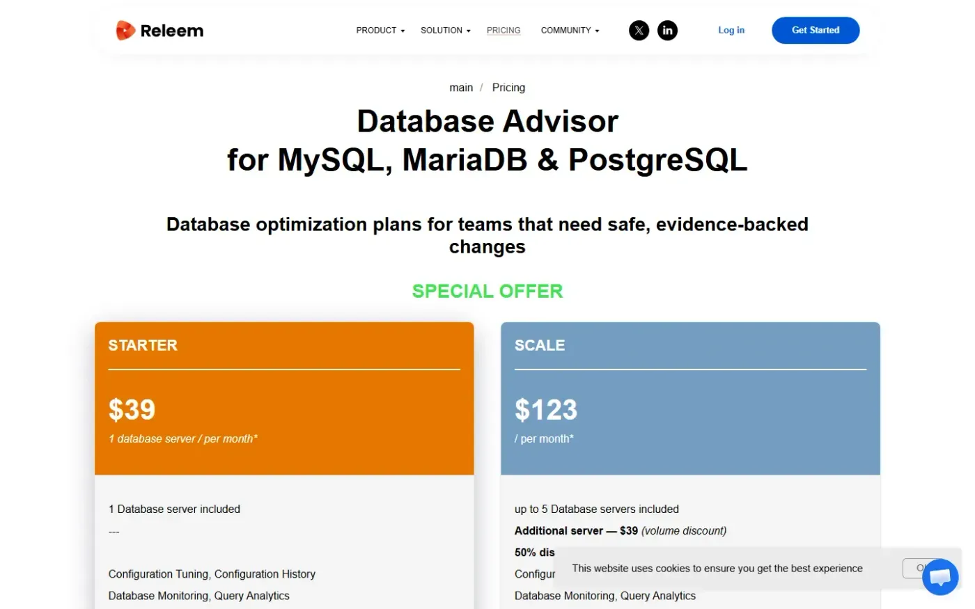 Releem — Pricing page