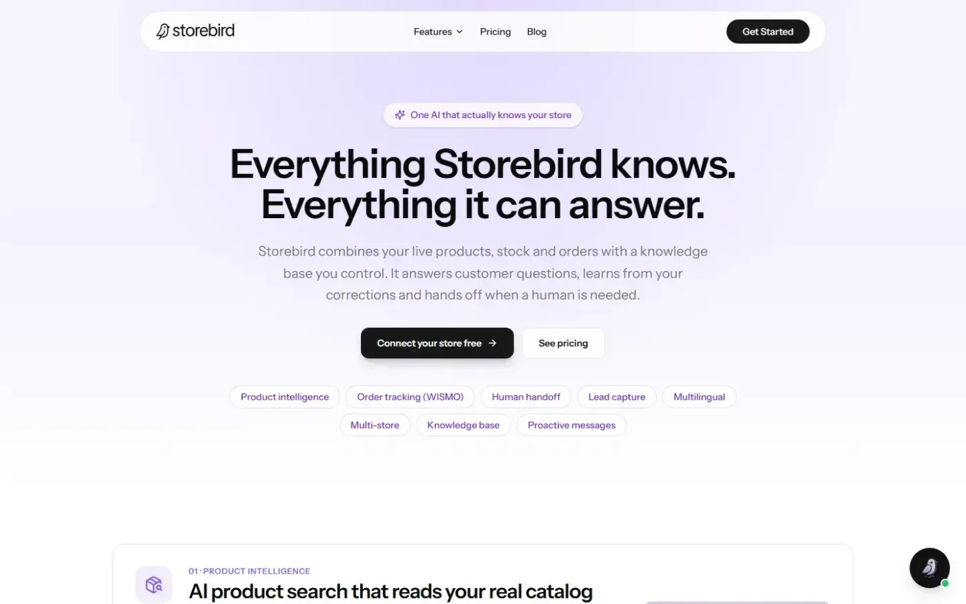 Storebird — Features page