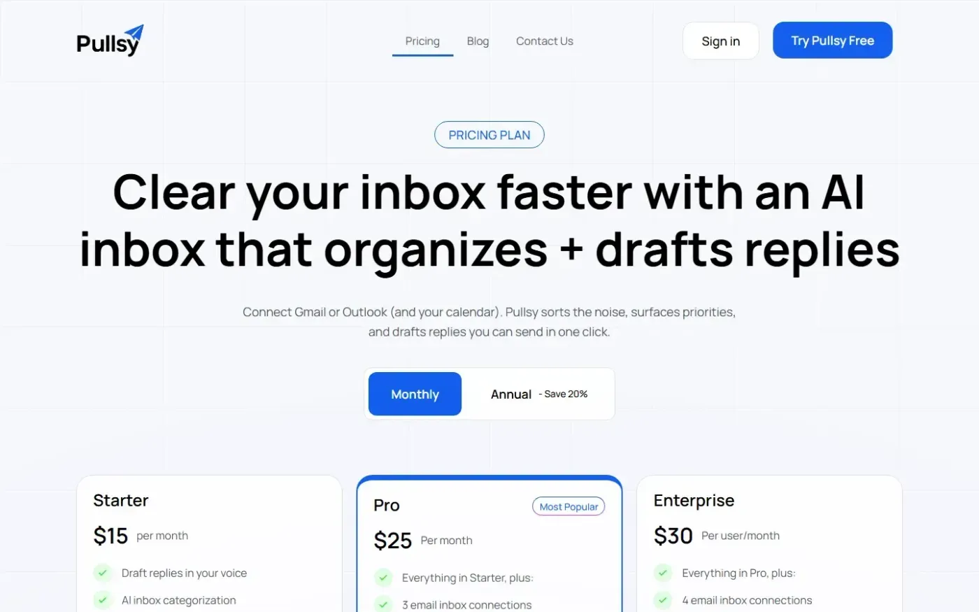 Pullsy — Pricing page