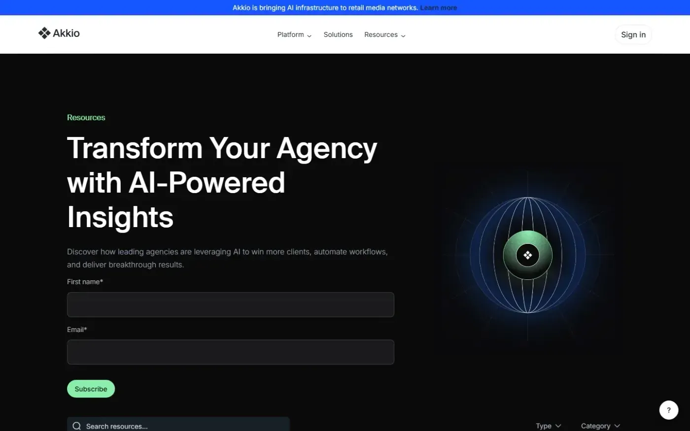 Akkio — Resources page