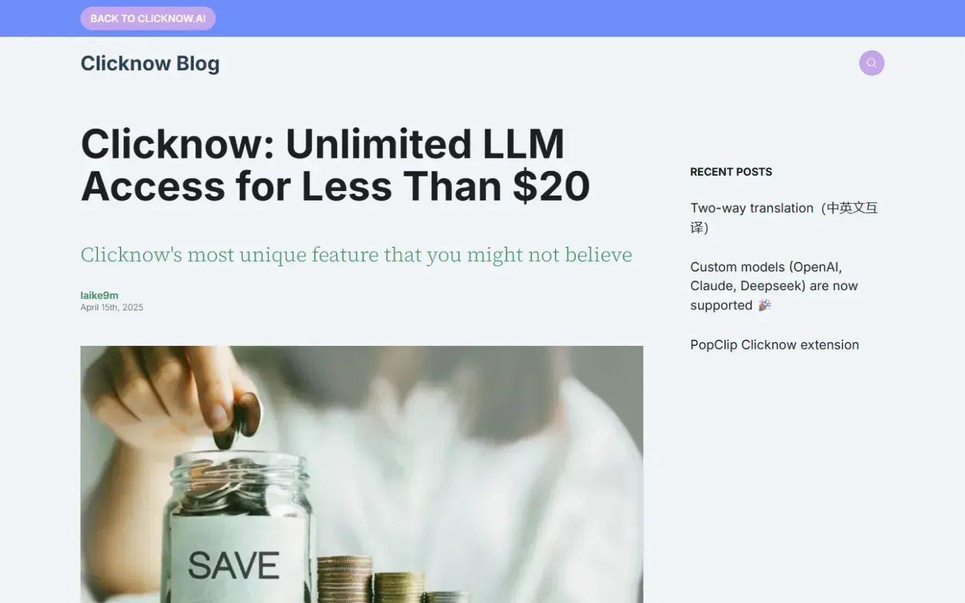 Clicknow — Blog page