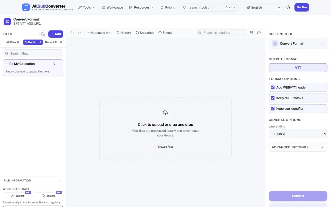 Allsubconverter — Workspace page