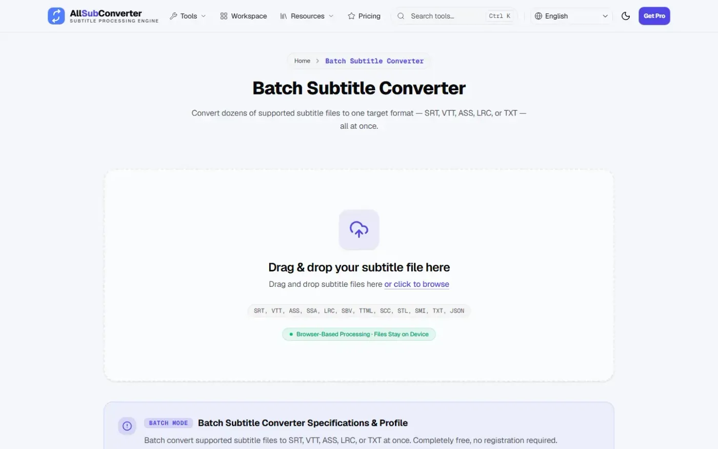 Allsubconverter — Batch converter page
