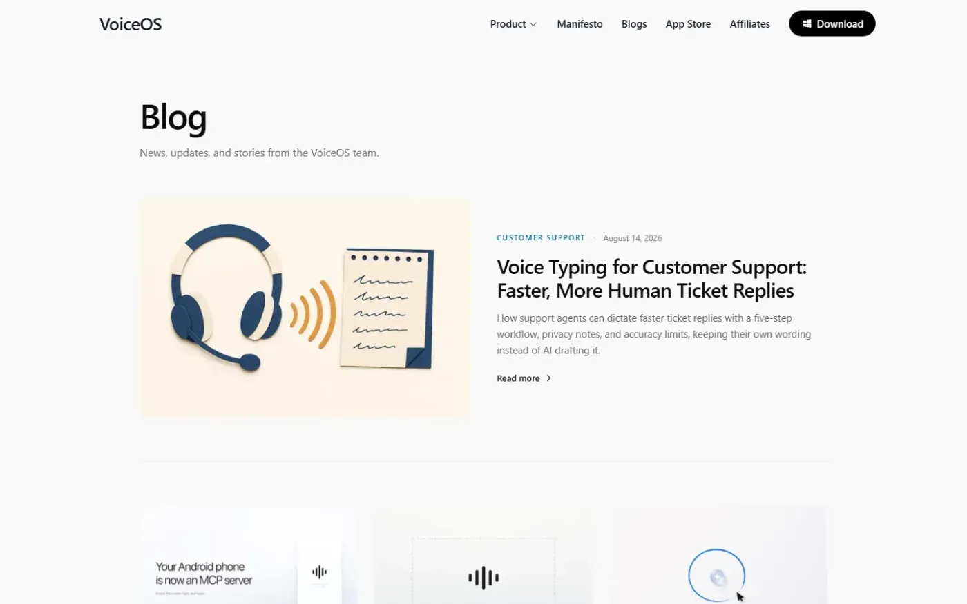 VoiceOS App Store — The App Store for Your Voice. — Blog page