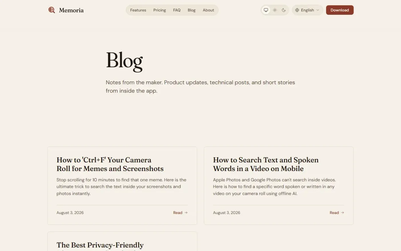 Memoria — Search photos by text, speech, object & faces. 100% offline. — Blog page