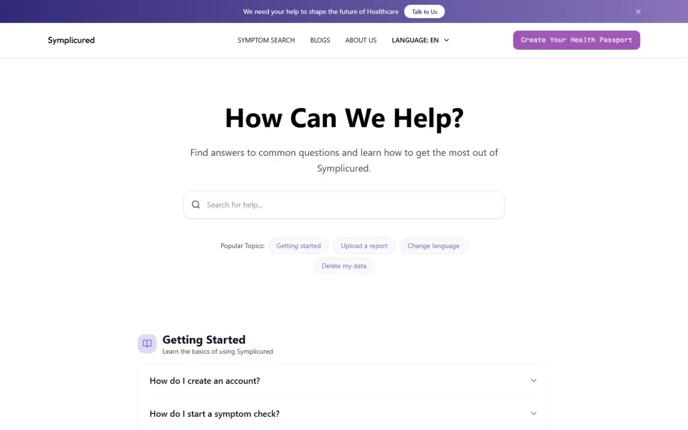 Symplicured — Help page