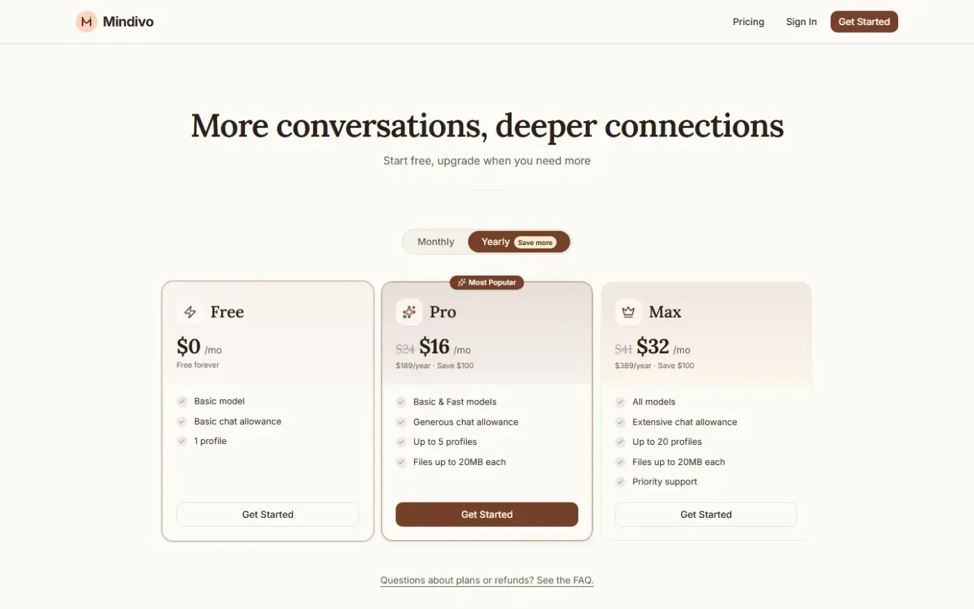 Mindivo — Pricing page