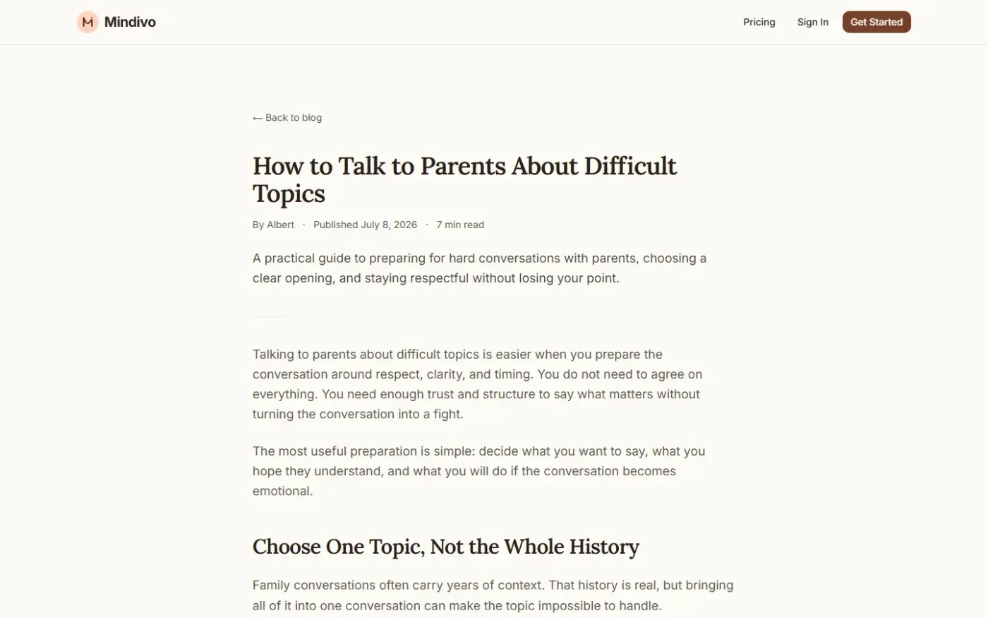 Mindivo — Blog page