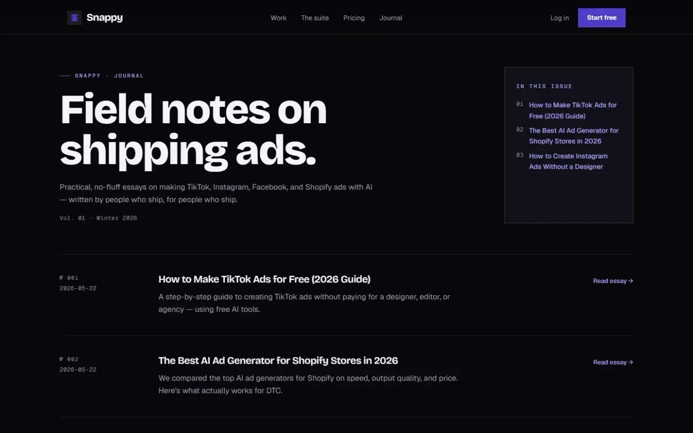 Snappyads — Blog page
