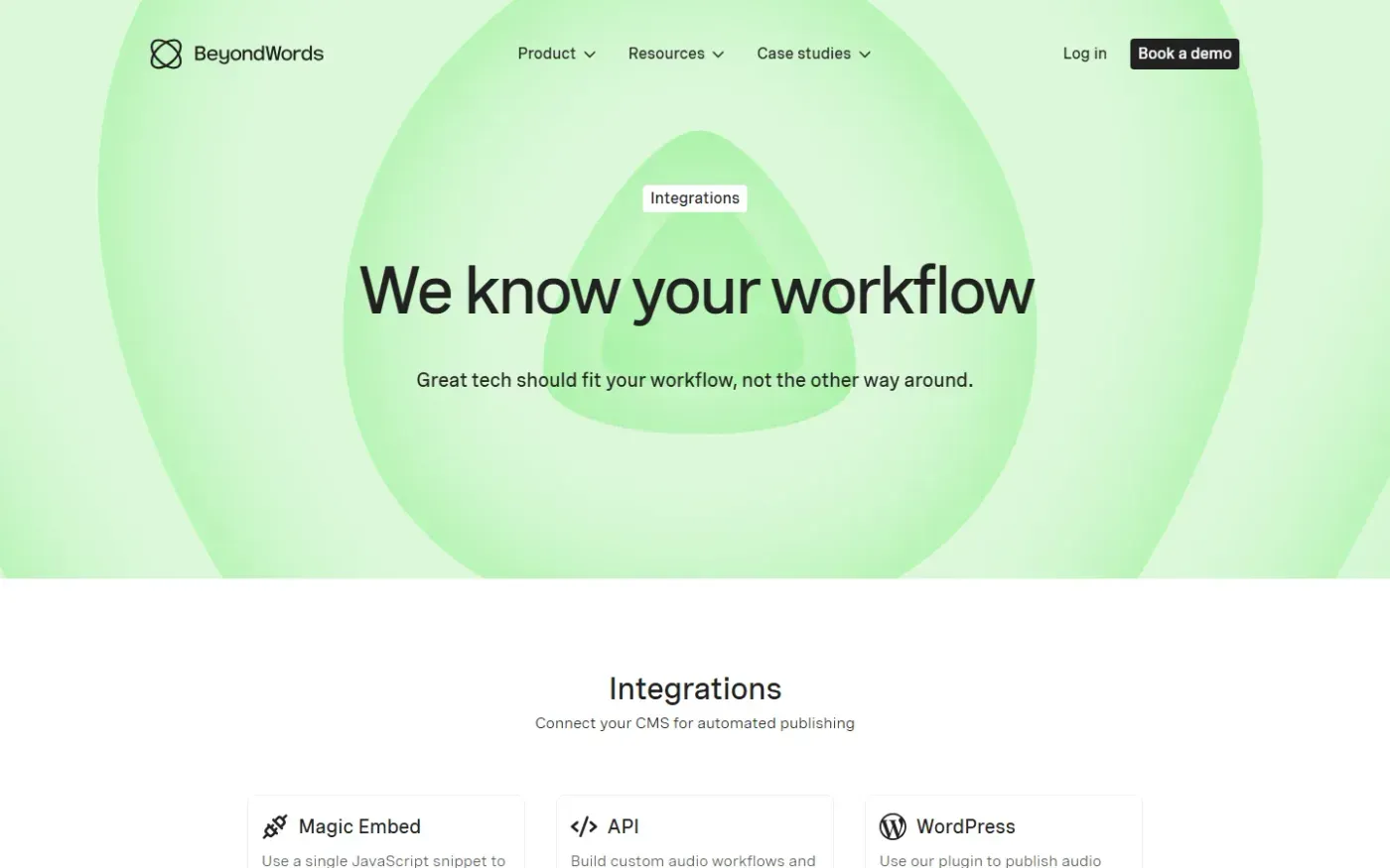 Beyondwords — Integrations page