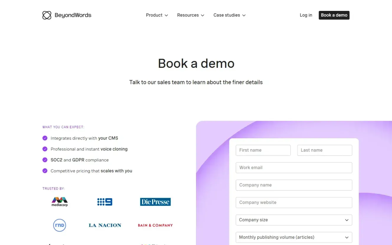 Beyondwords — Pricing page
