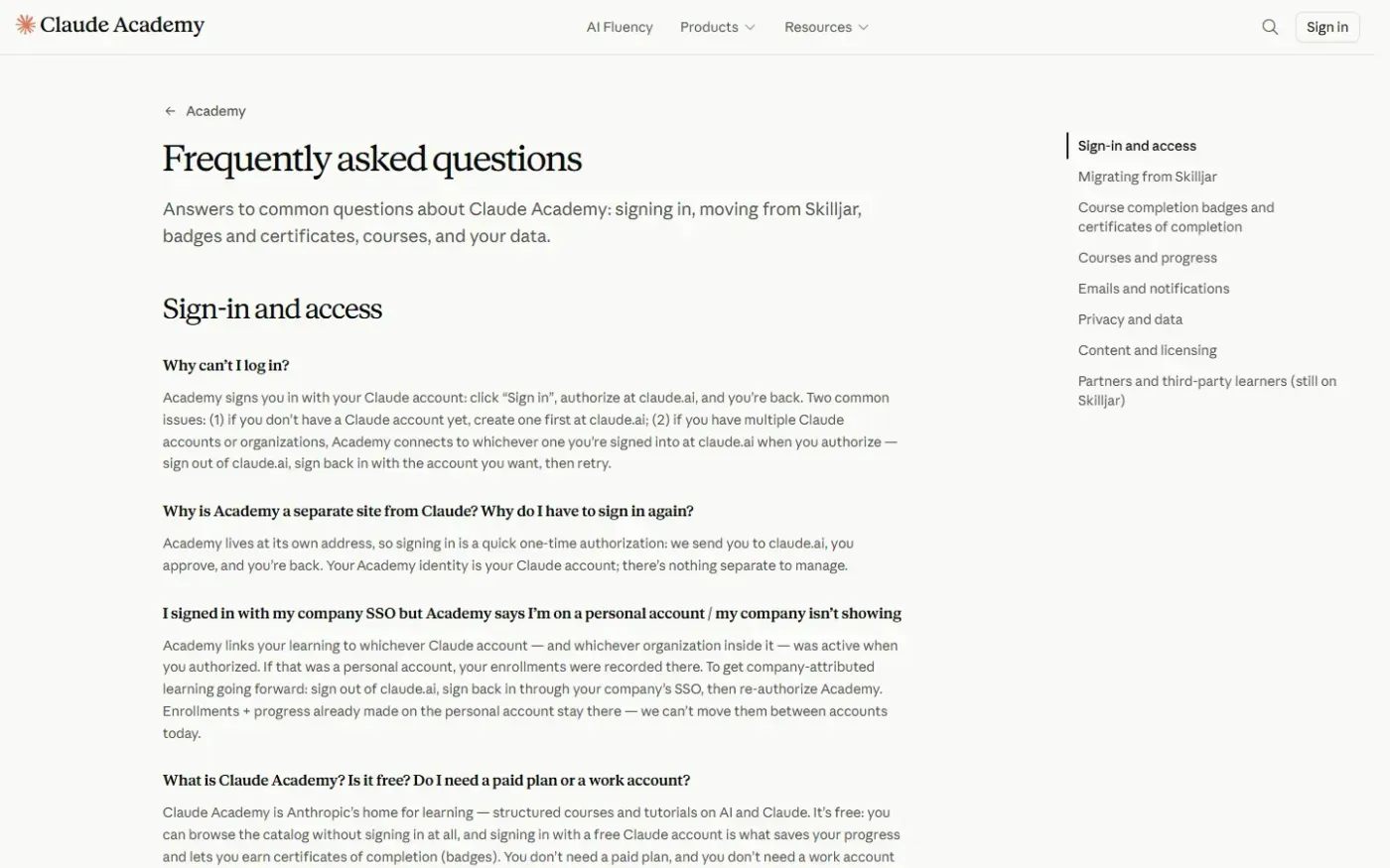 Claude Academy — The Official Learning Hub by Anthropic — Help page