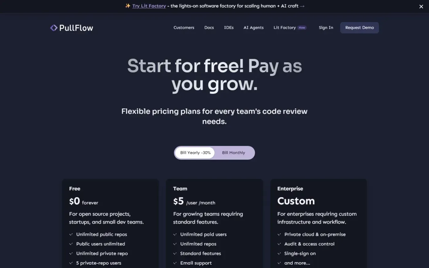 Pullflow — Pricing page