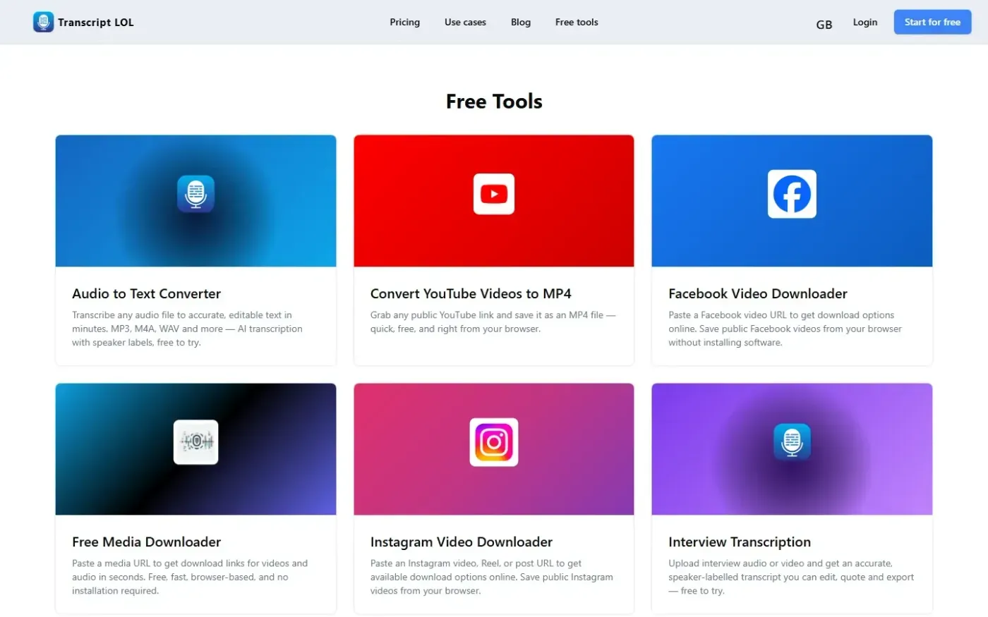 Transcript — Tools page