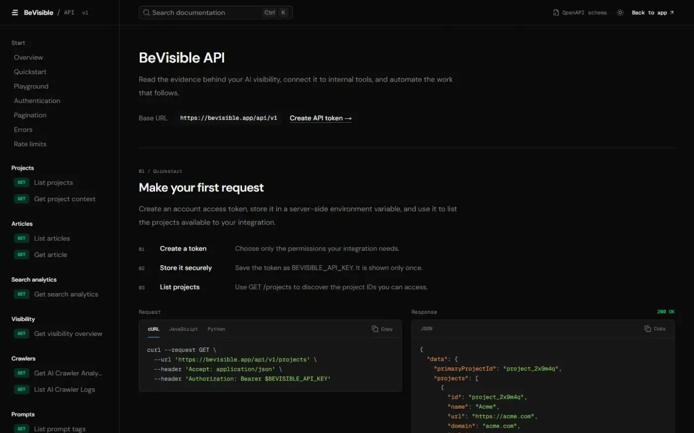 Bevisible — Docs page