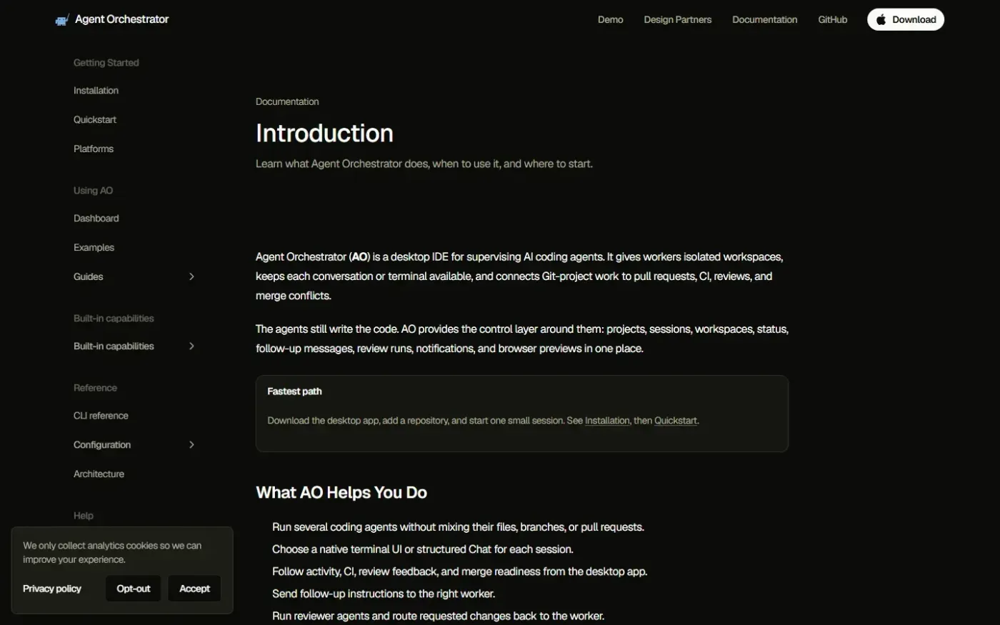 Agent Orchestrator — Your coding agent fleet manager — Docs page
