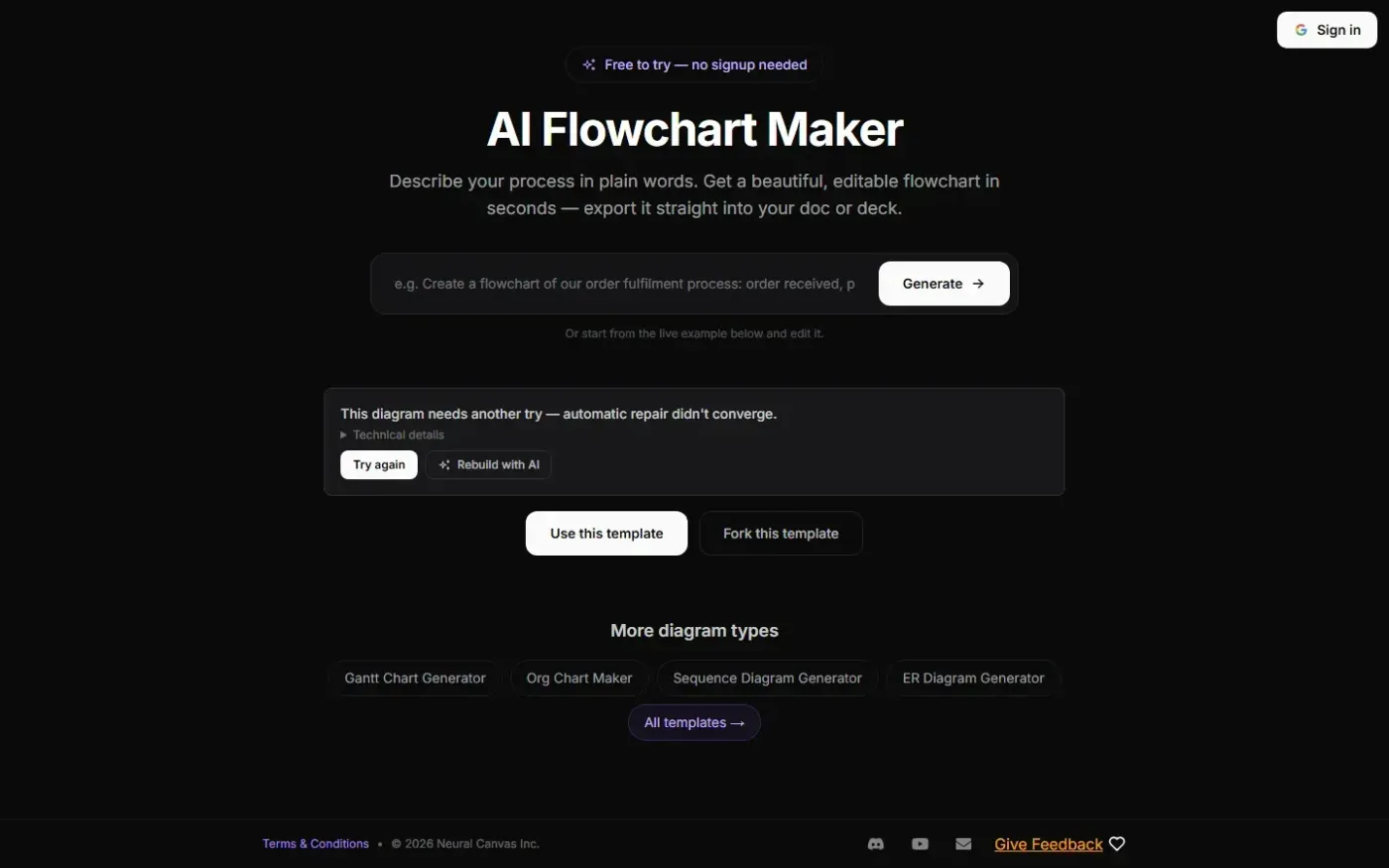 Chartai — Flowchart maker page