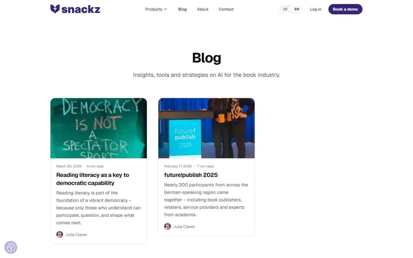 Snackz — Blog page