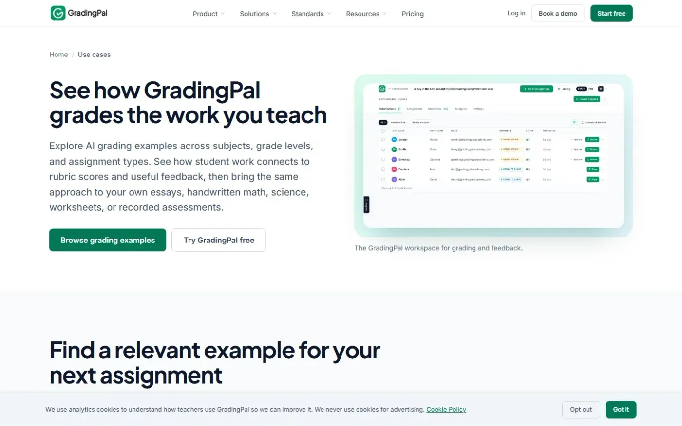 Gradingpal — Use cases page