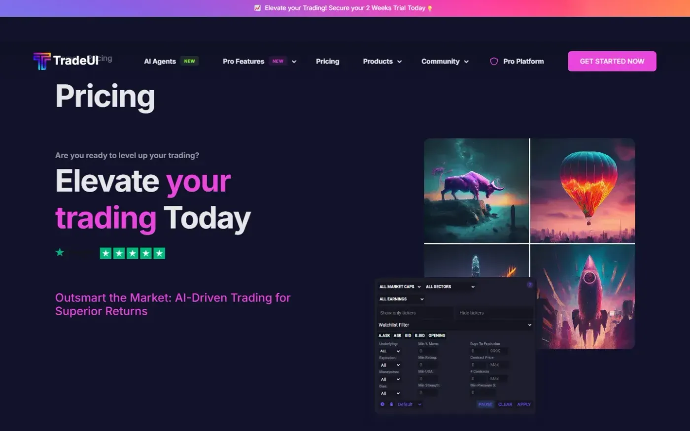 Tradeui — Pricing page