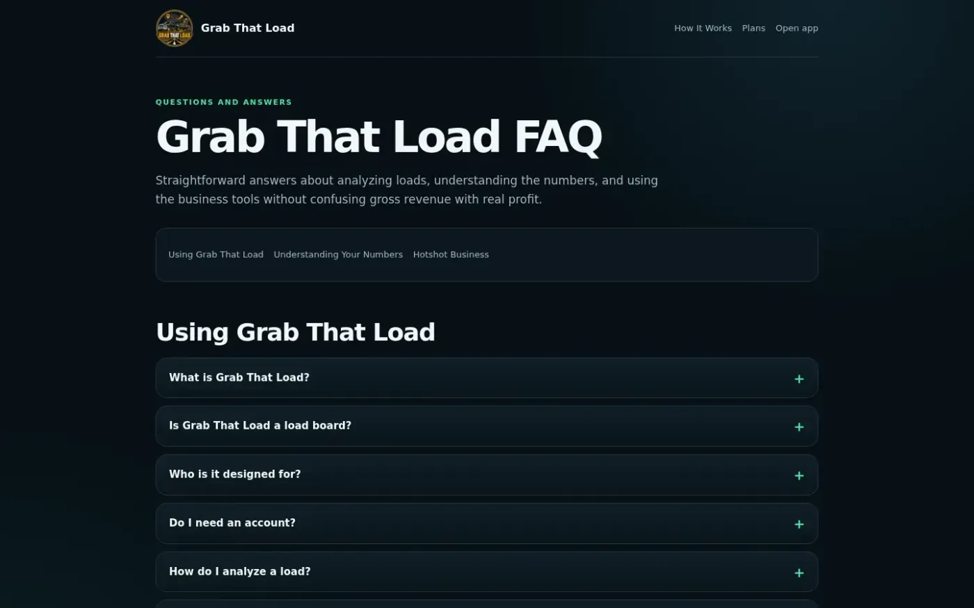 Grabthatload — Faq page