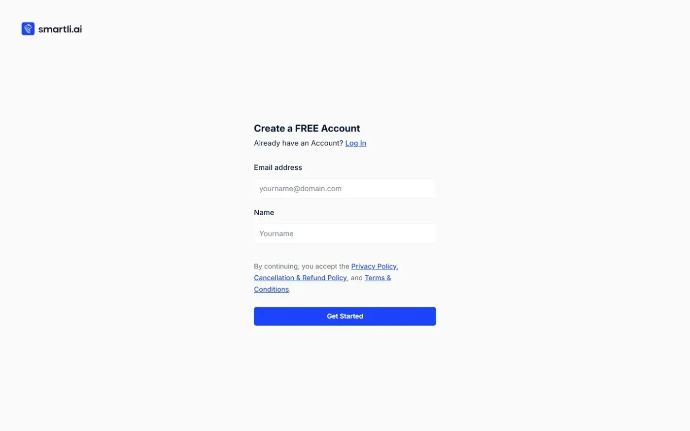 Smartli — Register page
