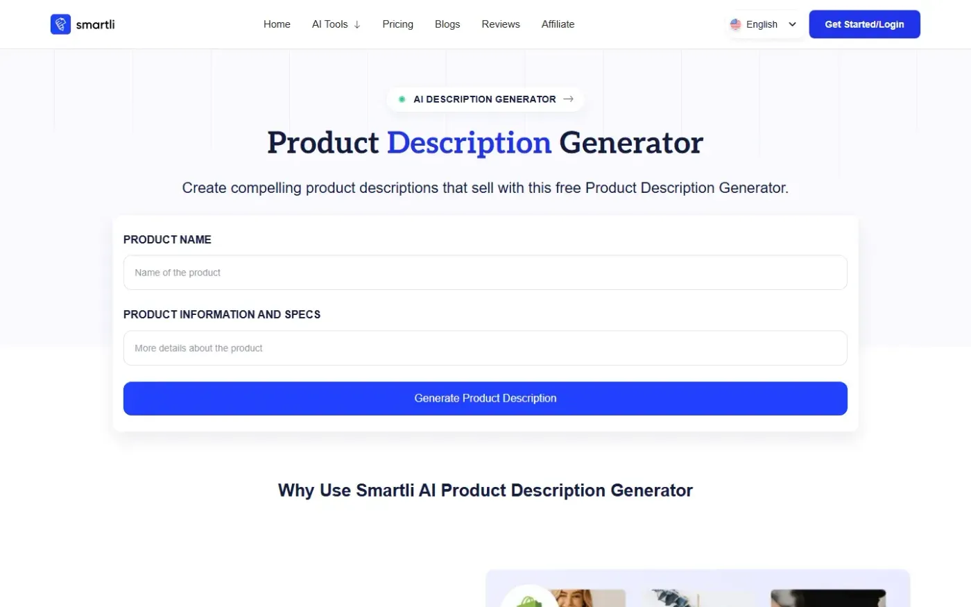 Smartli — Ai tools page