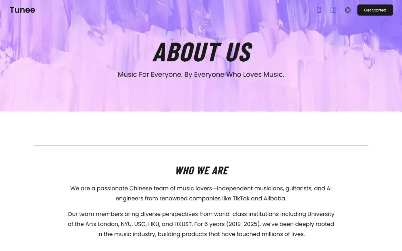 Tunee — About us page