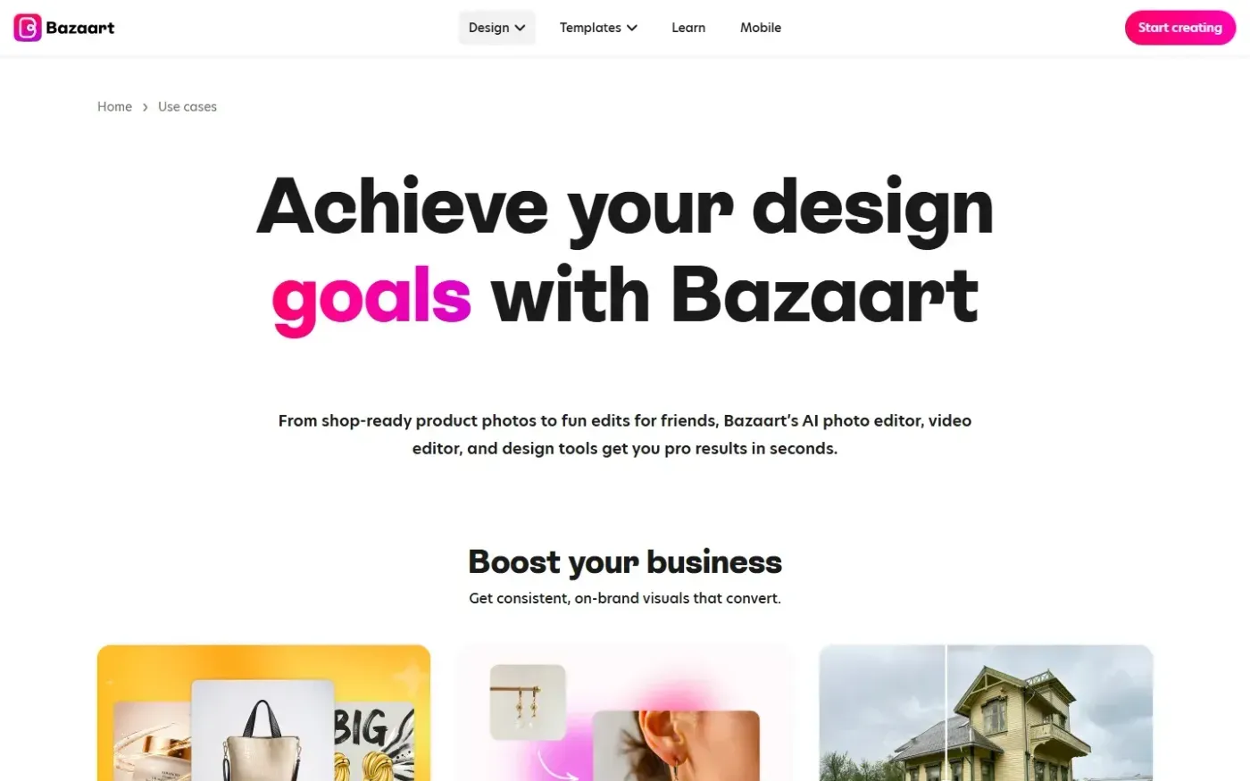 Bazaart — Use cases page