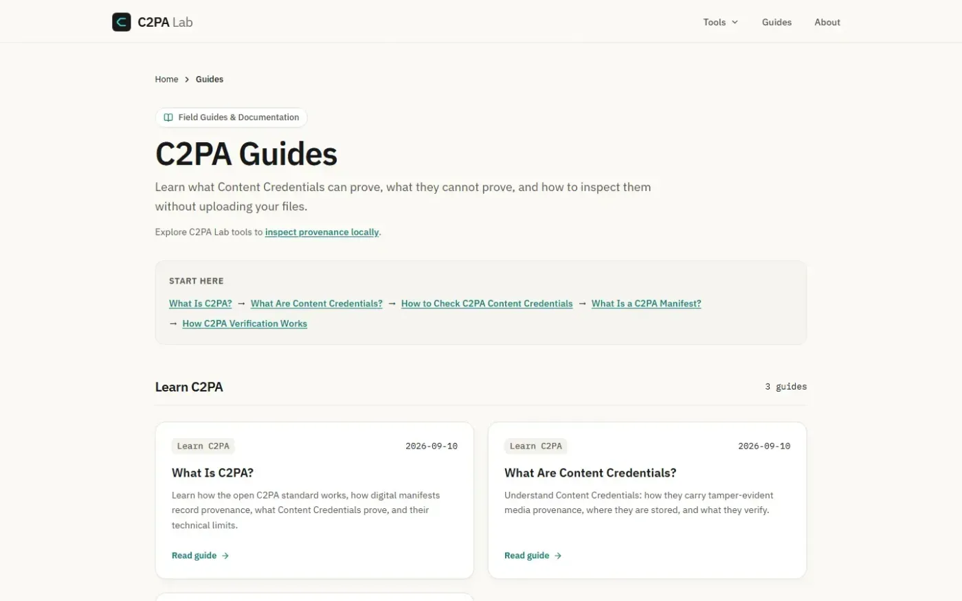 C2palab — Guides page