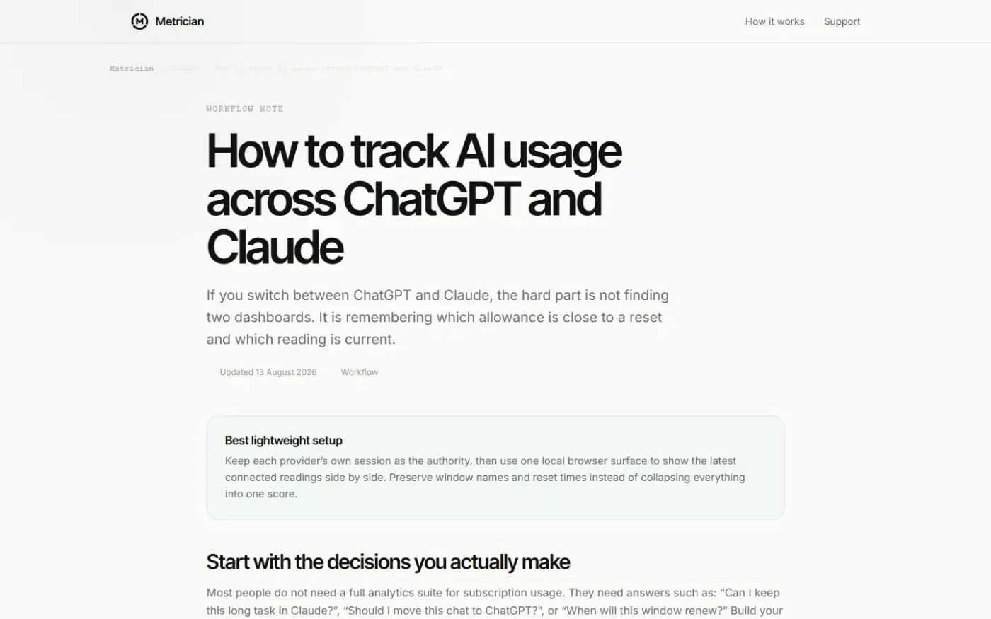 Metrician — Guides page