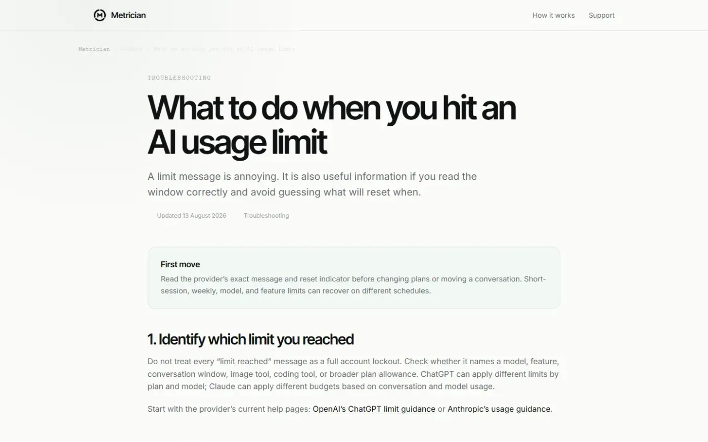 Metrician — Guides page