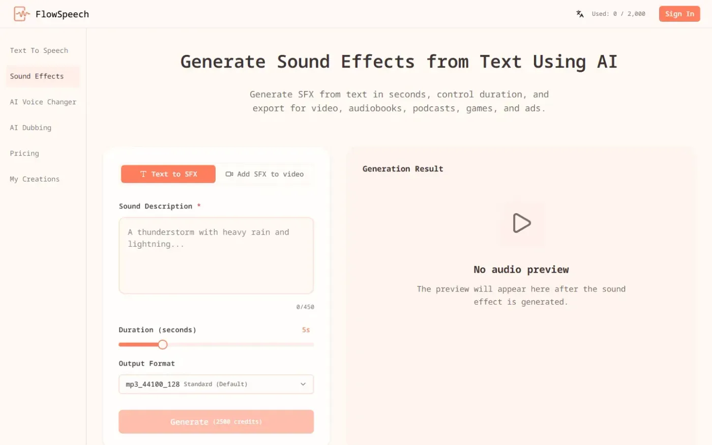 Flowspeech — Sound effect page