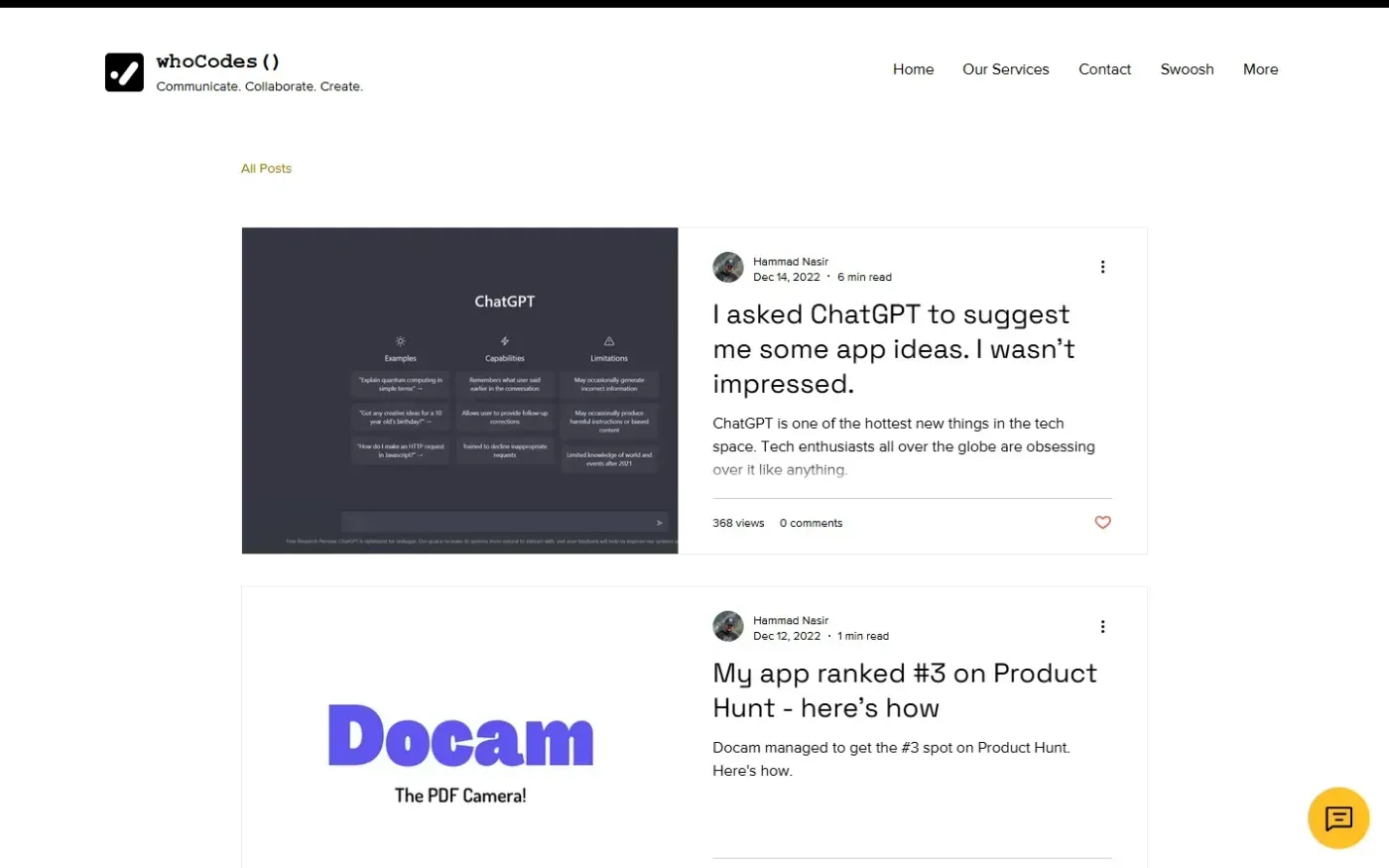 Whocodes — Blog page