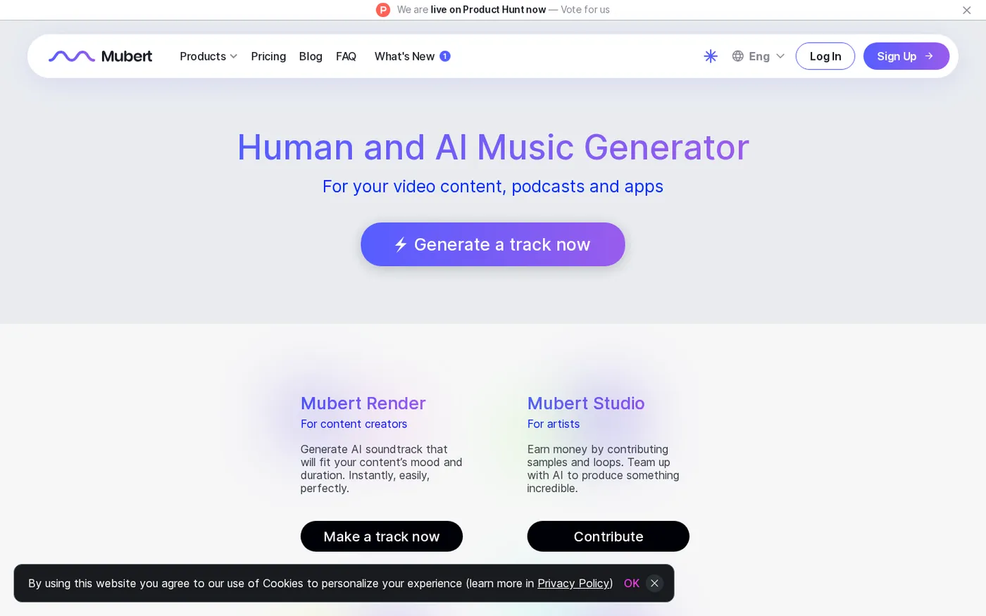 Mubert API — Edit tracks & stems, get consistent music with new engine — Home page