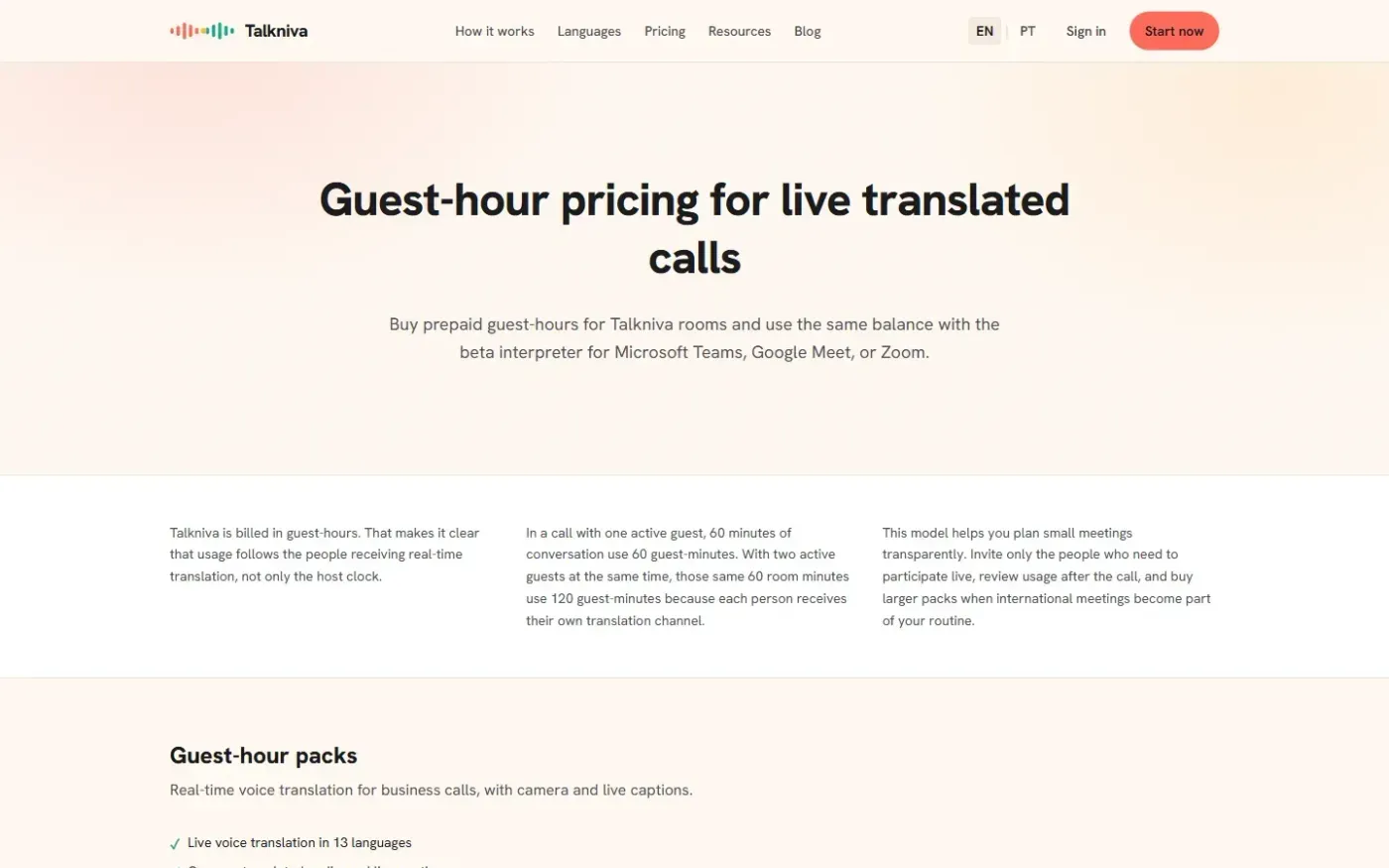 Talkniva — Pricing page