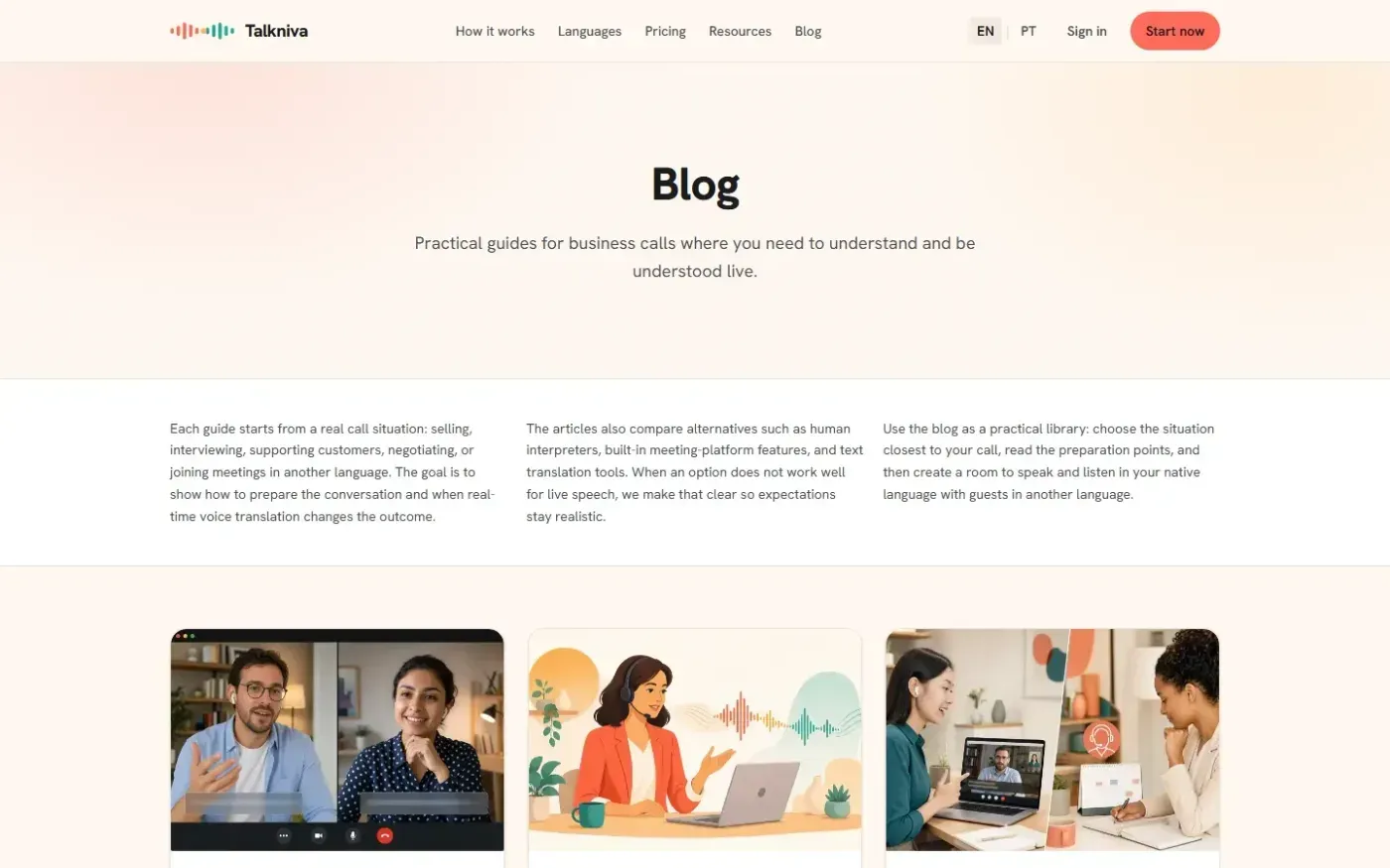 Talkniva — Blog page