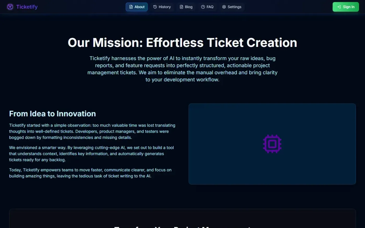 Ticketify — About page