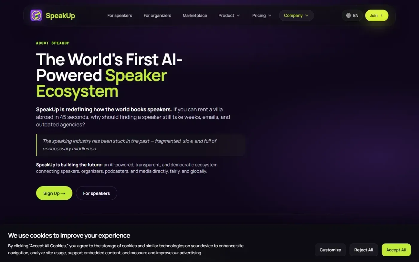Speak-up — About page